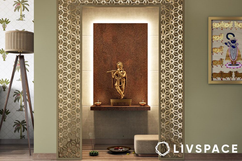 how to decorate home in diwali this year pooja room with lit backdrop