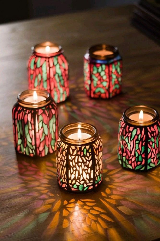 diwali decoration ideas colourful glass lanterns