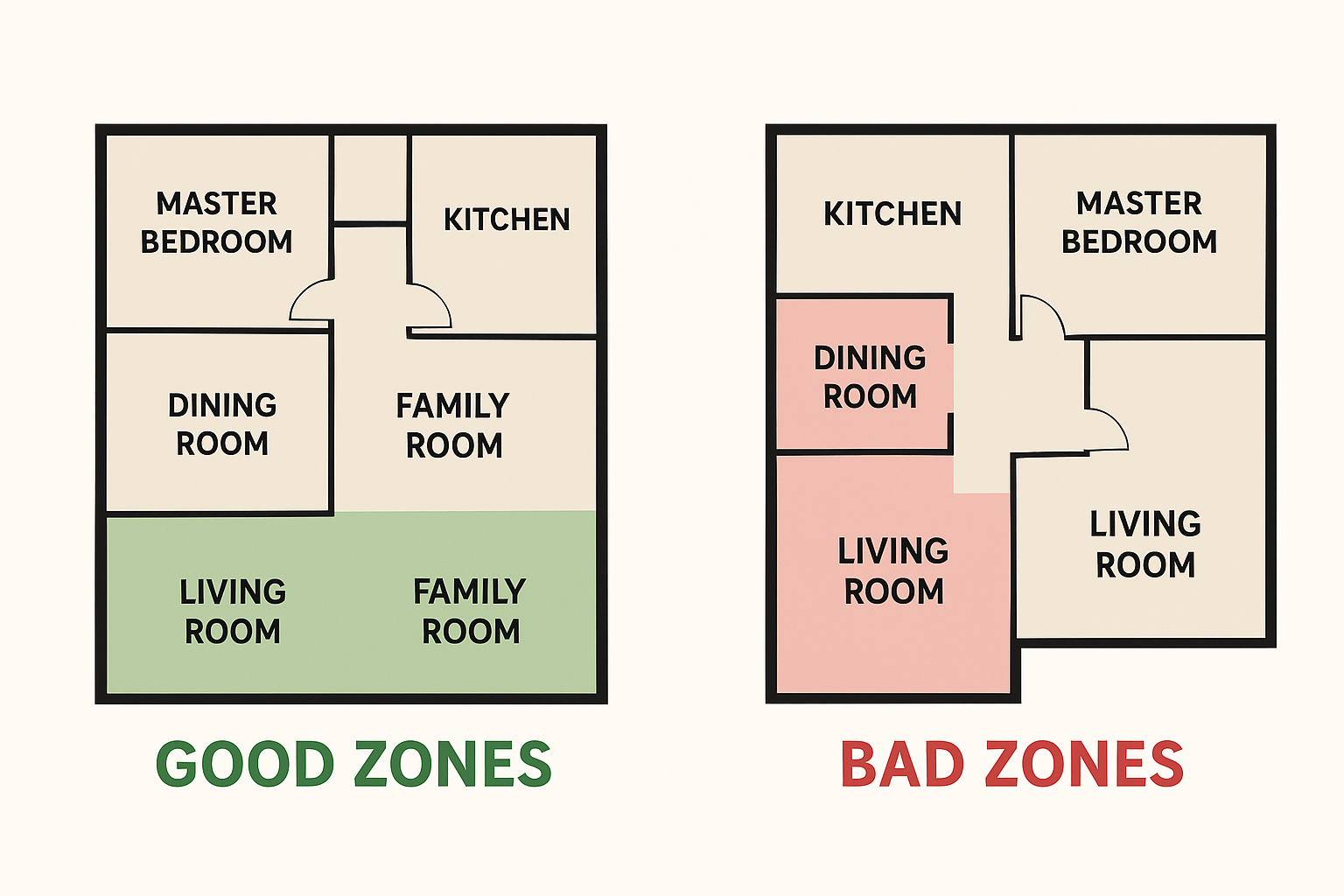 good and bad zones in north facing homes