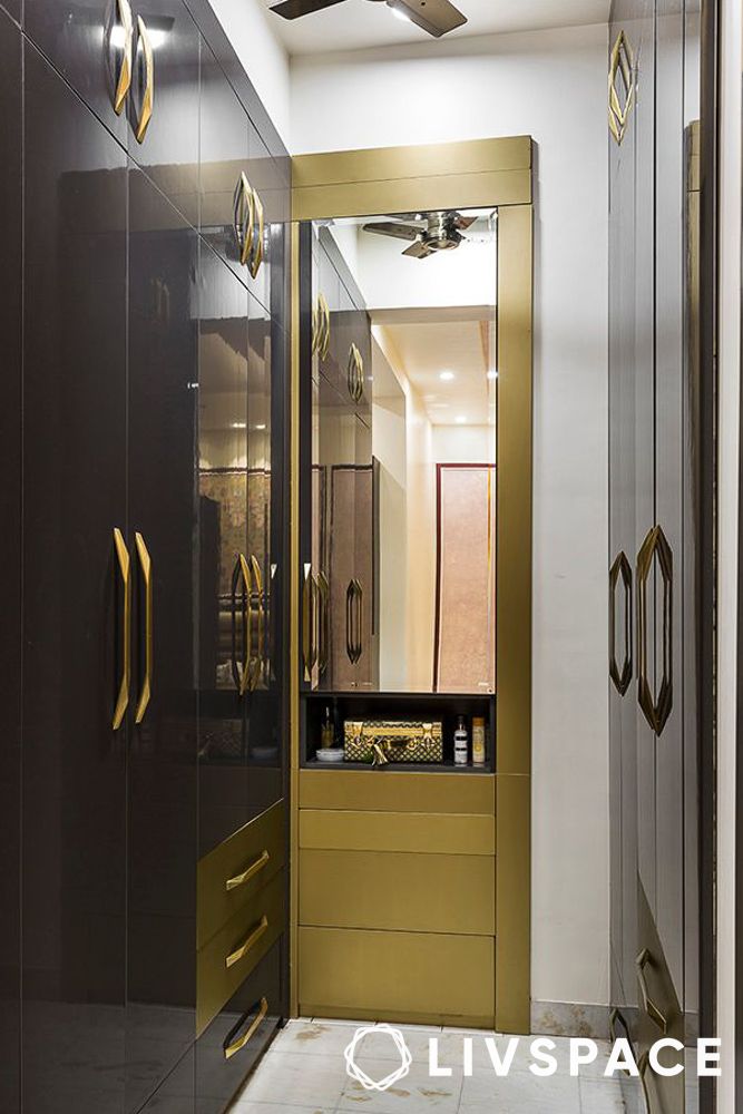 gold and black walk in design