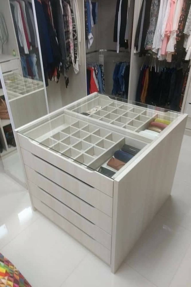 Walk in closet with modular island unit