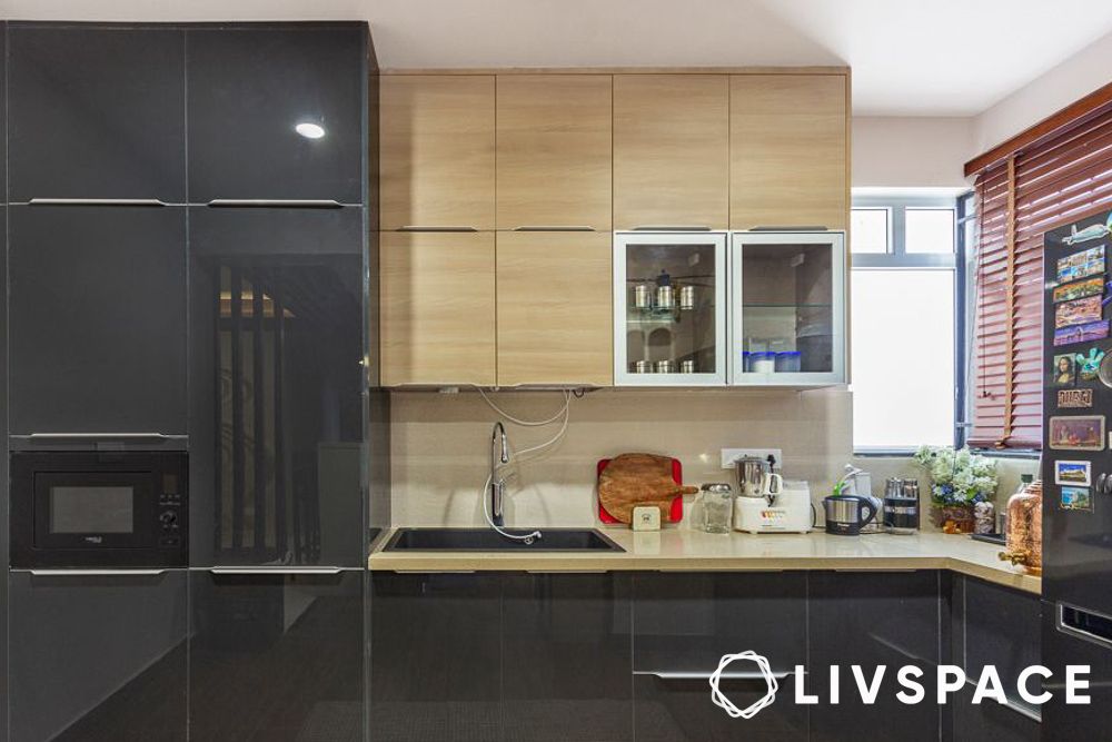 mixed material modular kitchen design