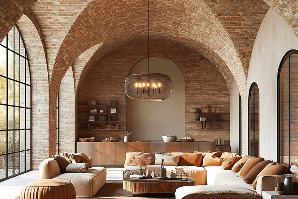 Arched doorway with microcement finish in modern home 1