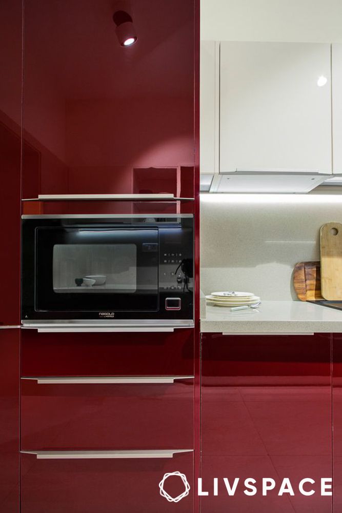 kitchen tall unit in red