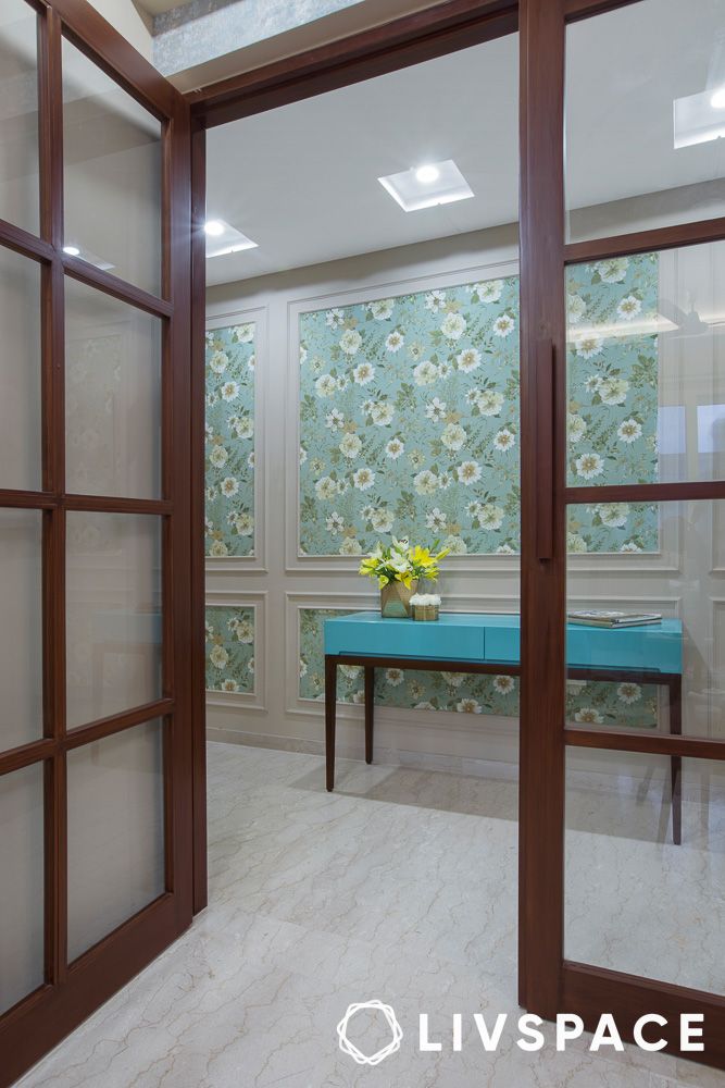 Space saving hallway table for apartment entrance