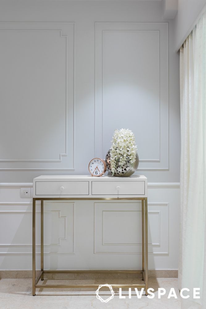 Contemporary console tables for narrow entryway