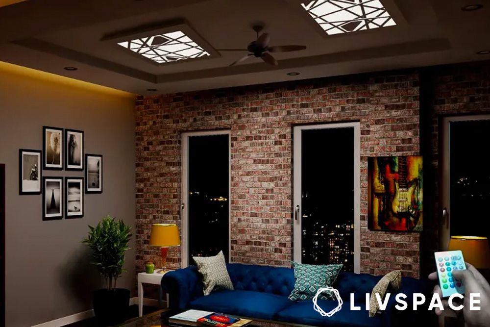 backlit ceiling panel for industrial living room