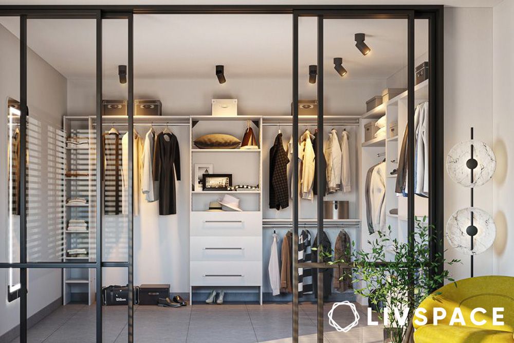 walk in closet with glass door