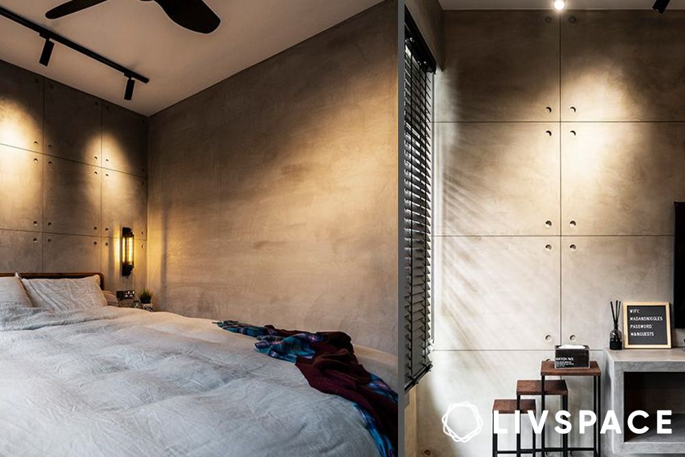 White brick wall design high ceiling Indian home