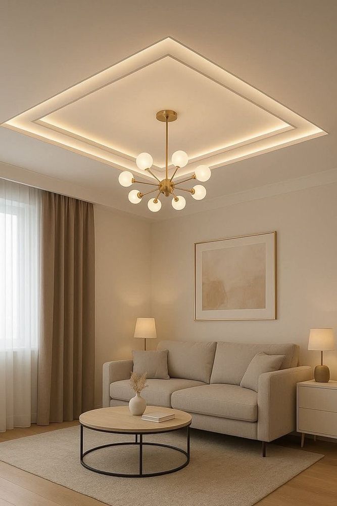 Diamond plus minus POP ceiling design living room