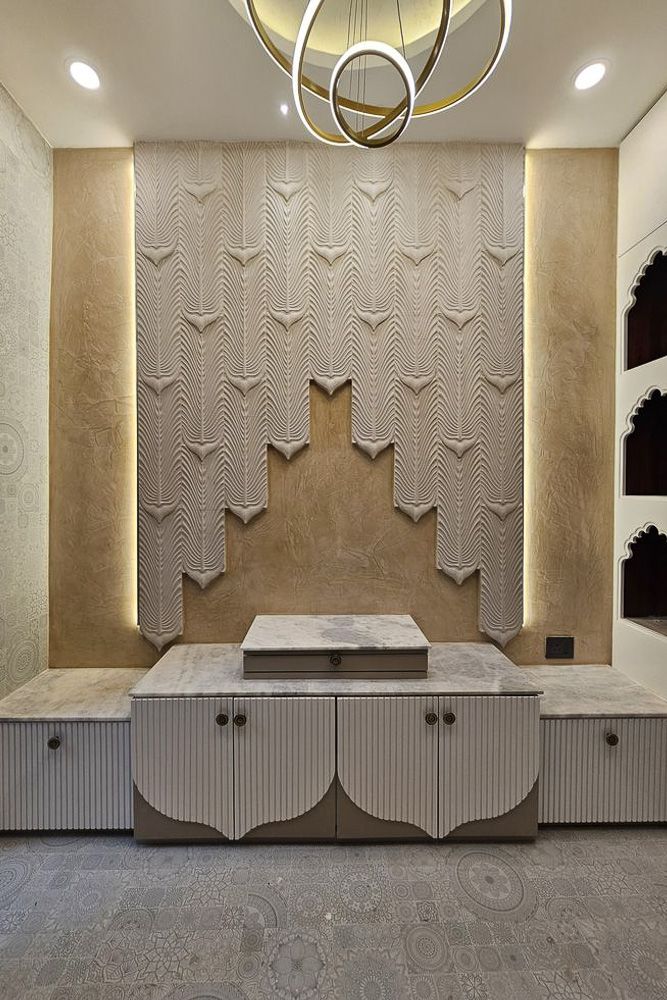 Fluted panels with marble