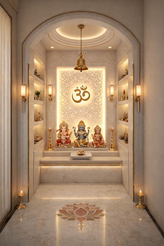 Backlit feature wall mandir