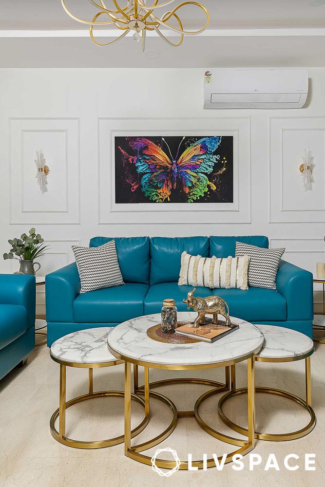 Scandinavian style drawing room by Livspace with soft texture