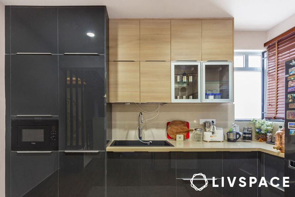 glossy cabinets for modular kitchen design