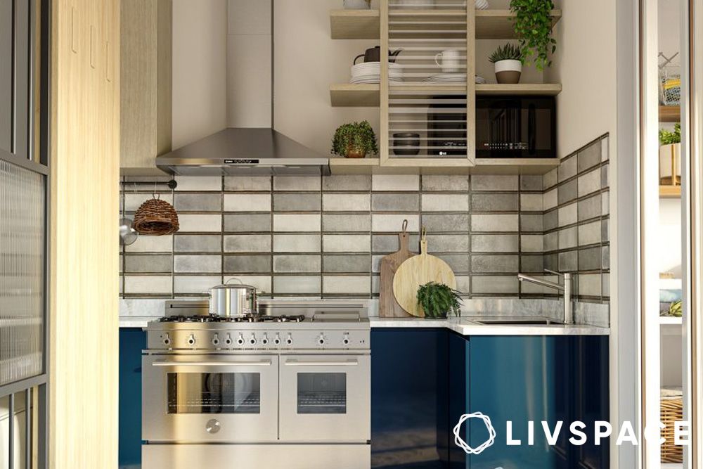 open shevlving for modular kitchen