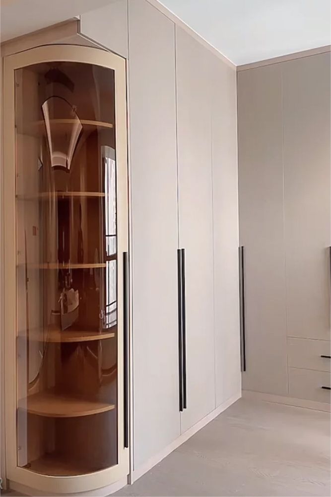 corner glass wardrobe design for home
