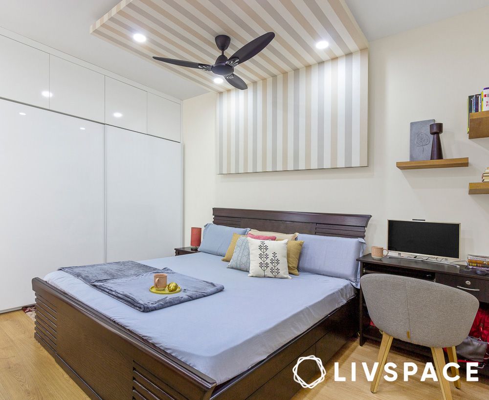 Flush mount hugger fan on flat gypsum ceiling in a bengaluru flat