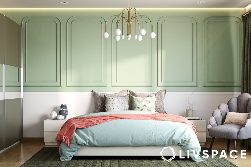 Earthy terracotta and sage green bedroom colour palette trend India
