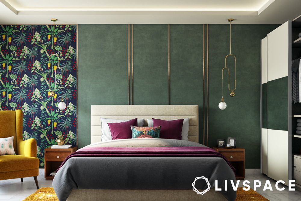 vCane headboard with jute rug in a nature inspired bedroom