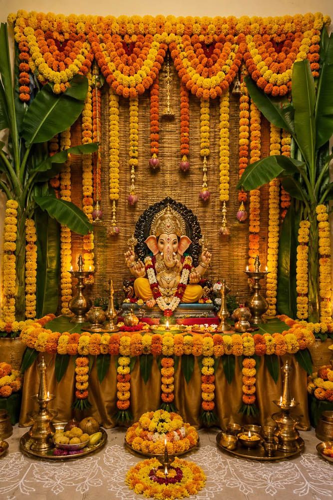 areca palm leaf ganpati decoration bhopal