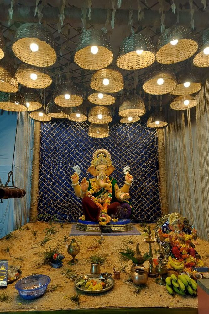 jute bamboo ganpati backdrop ahmedabad