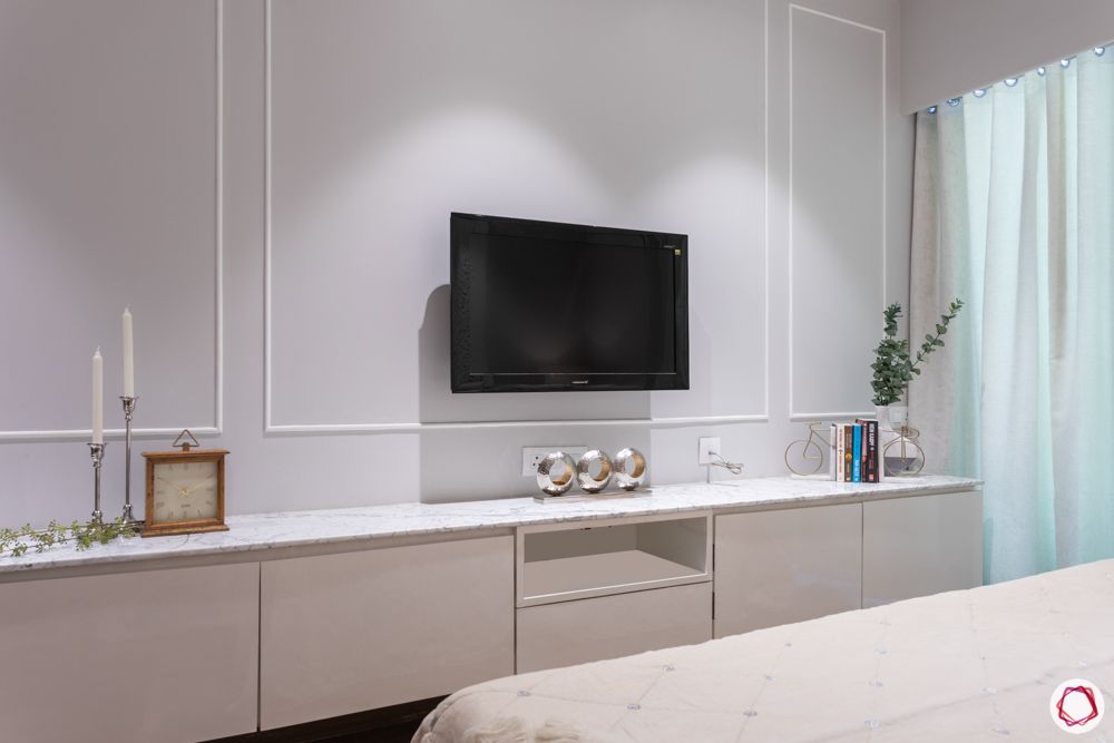 white wall moulding designs-minimal tv unit designs