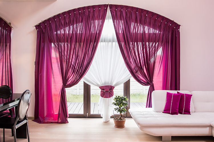 window treatment ideas-purple-white-balcony-sofa