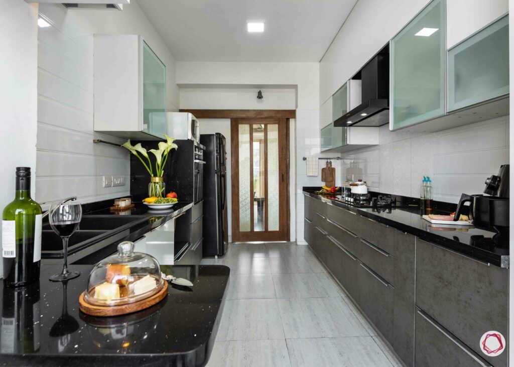 small kitchen design-neutral kitchen-grey cabinets-white cabinets-parallel kitchen