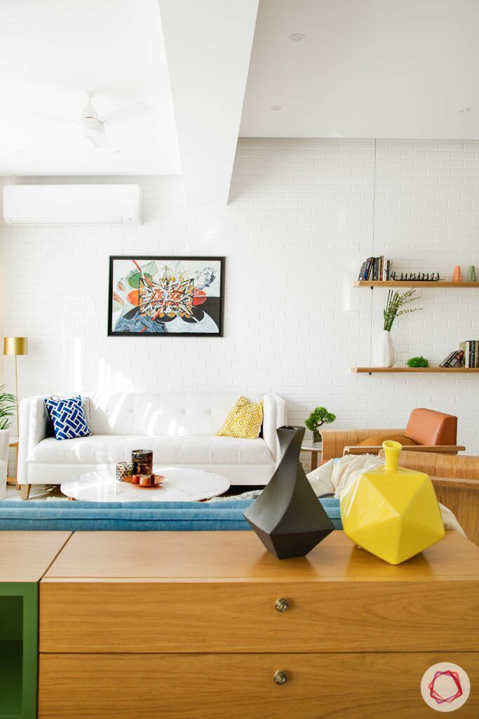 scandinavian interior design-white sofa-wall art-living room