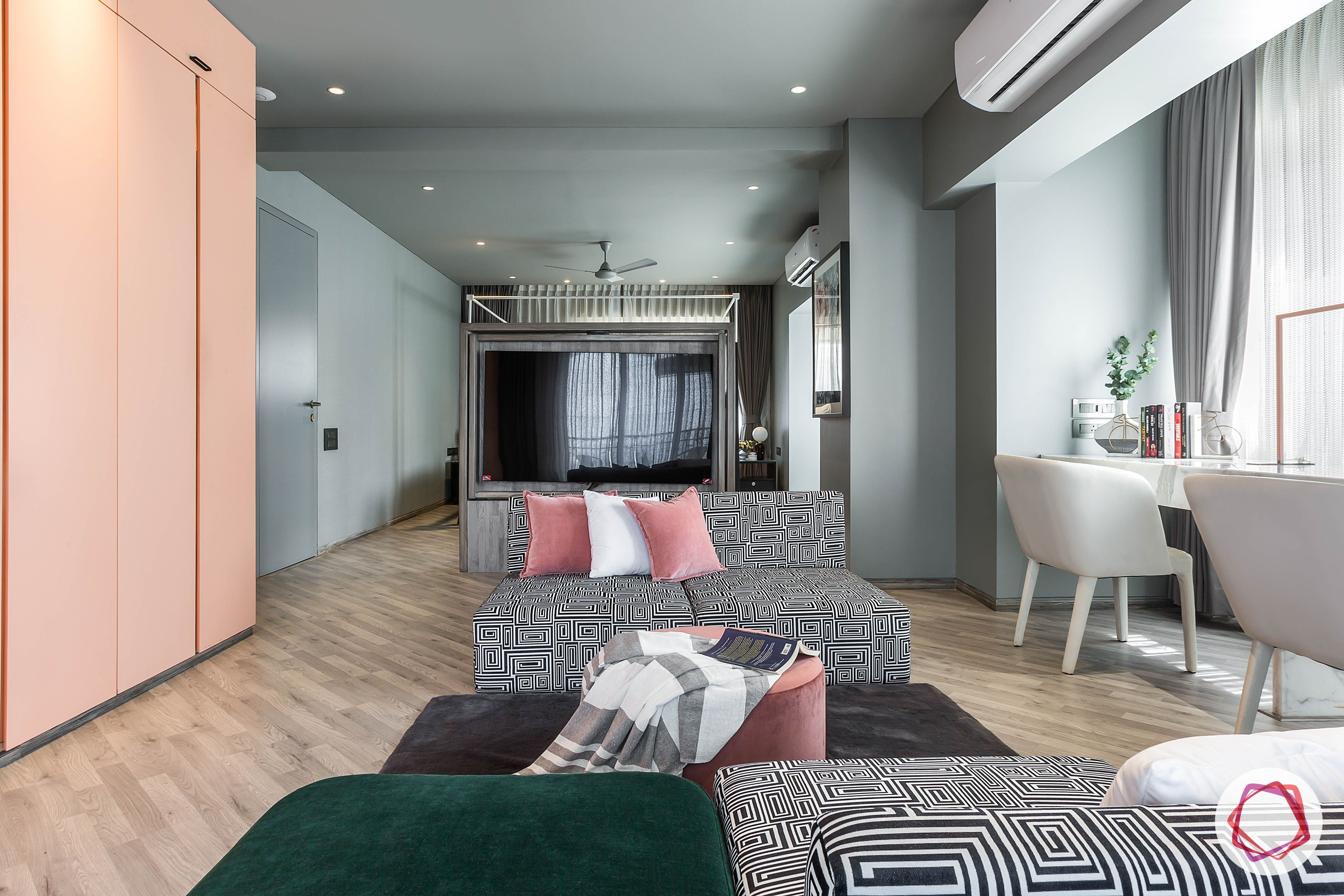 condo-interior-design-bedroom seating-ideas-patterned-sofa-designs