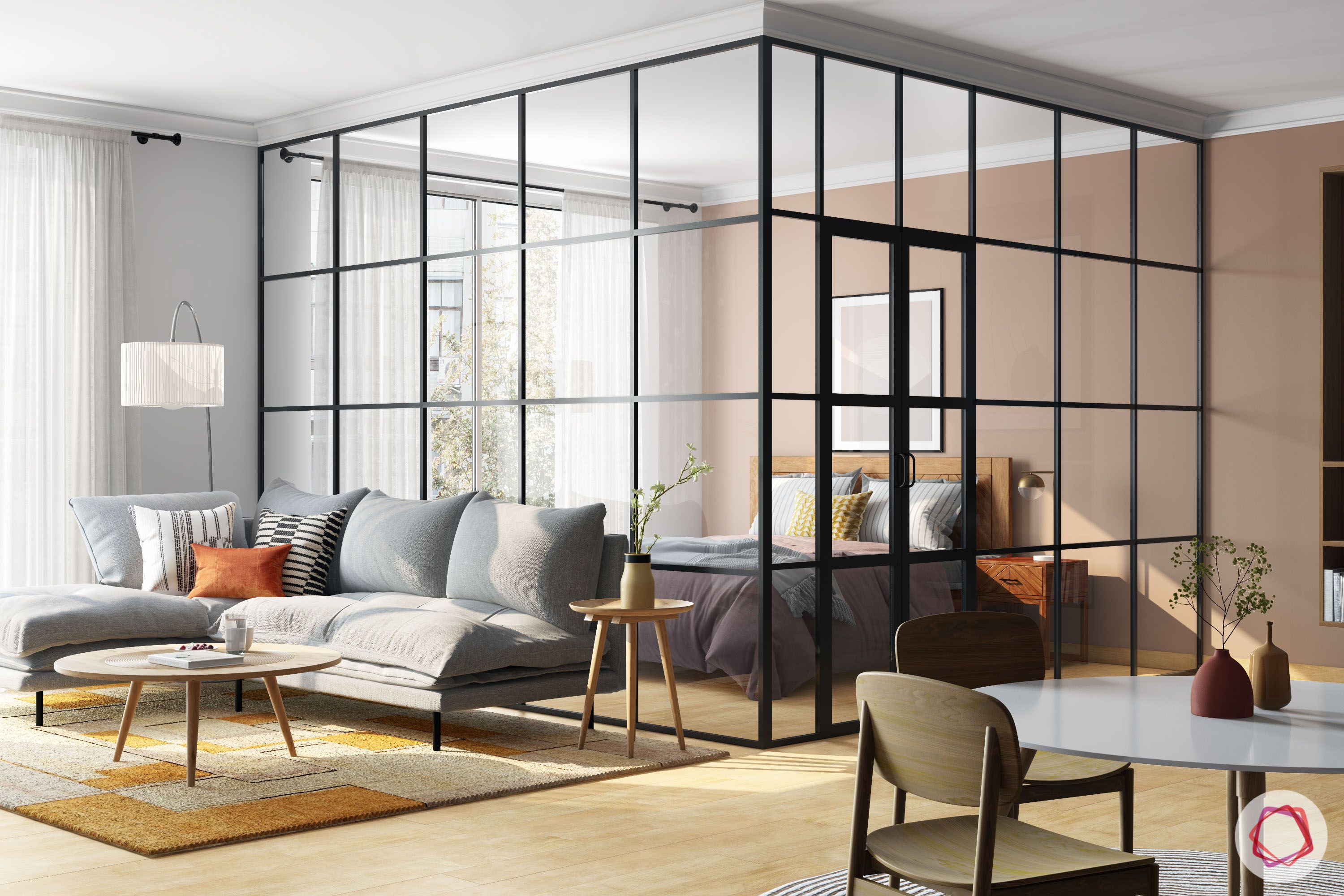 small condo design-bedroom partition-glass