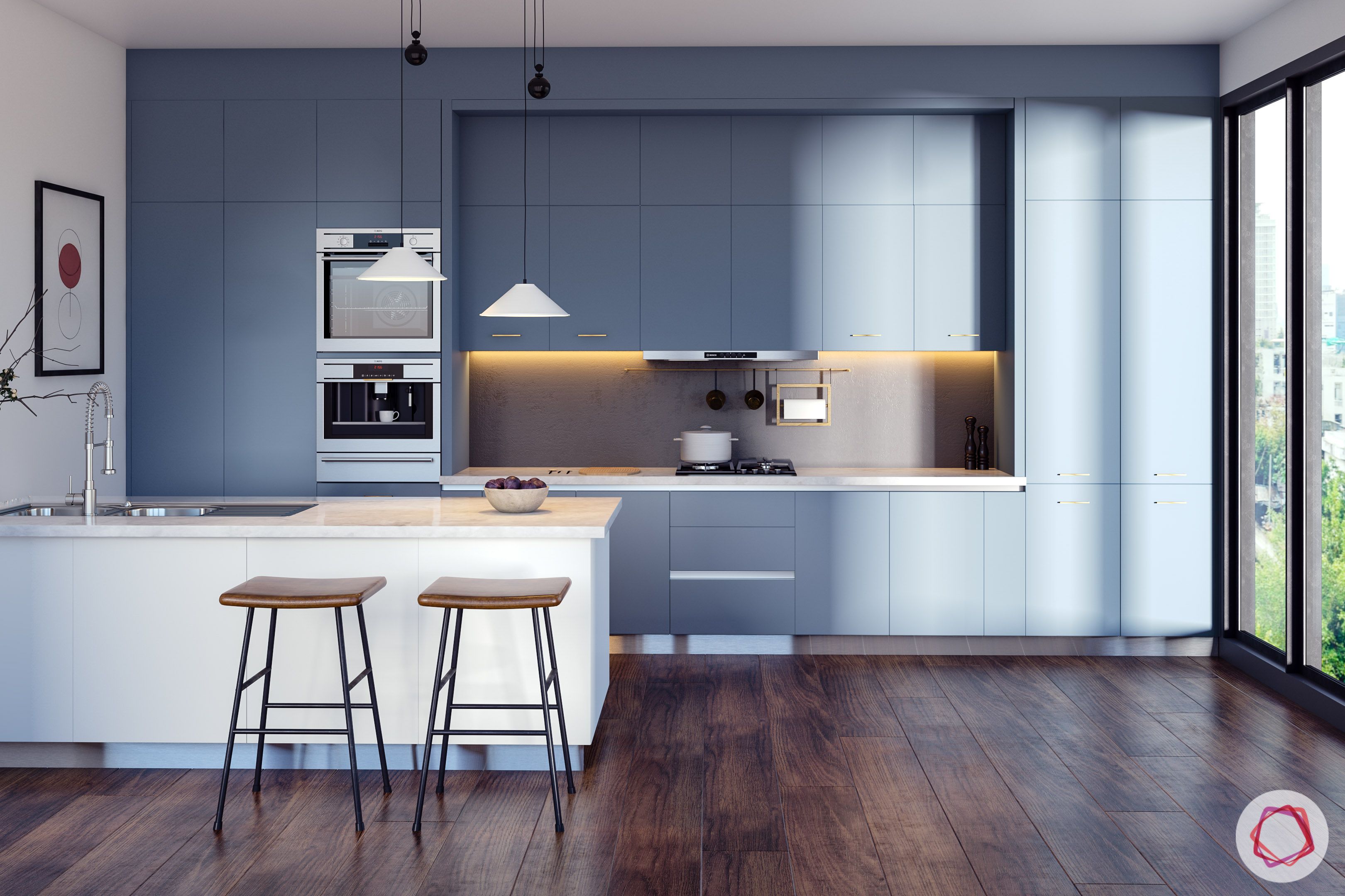 kitchen with breakfast bar-slate grey finish