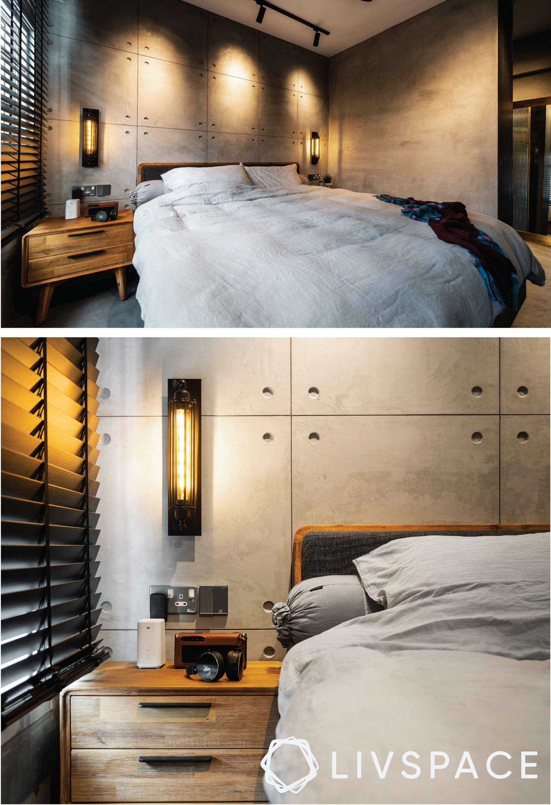 bedroom-design-industrial-profile-light-track-blinds