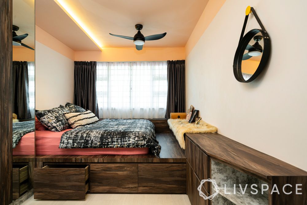 hdb 5 room design-master bedroom-false ceiling lighting-wardrobe