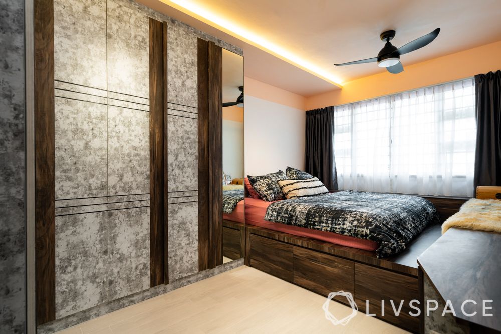 hdb 5 room design-master bedroom-false ceiling lighting-wardrobe