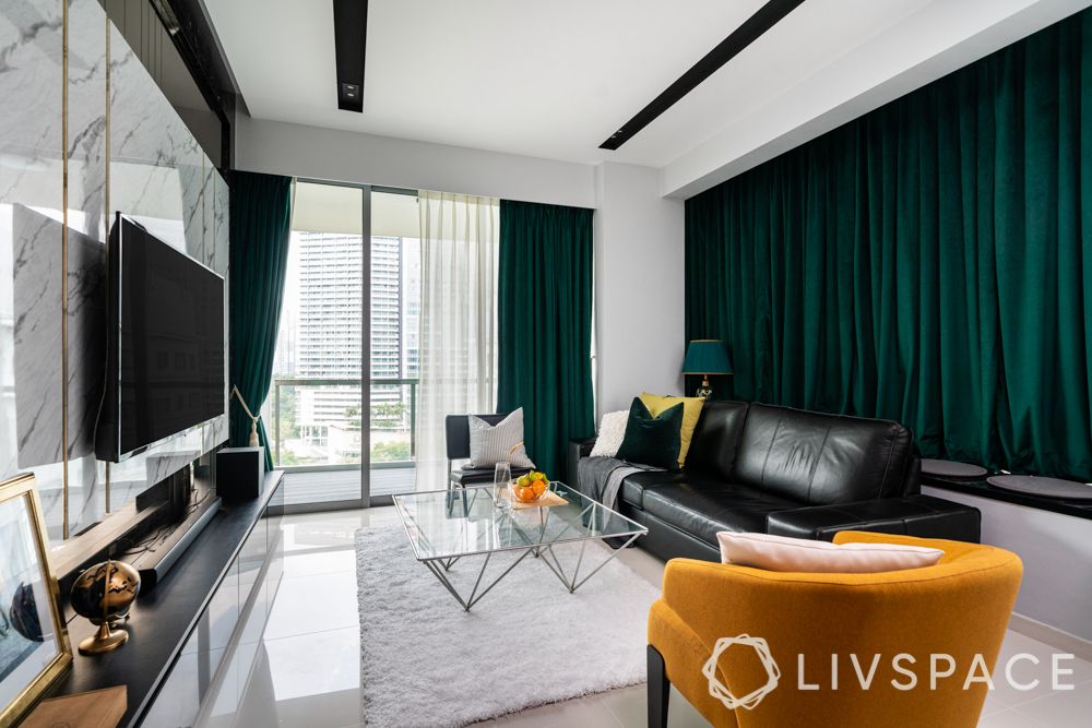 condominium singapore-living room-marble finish laminate