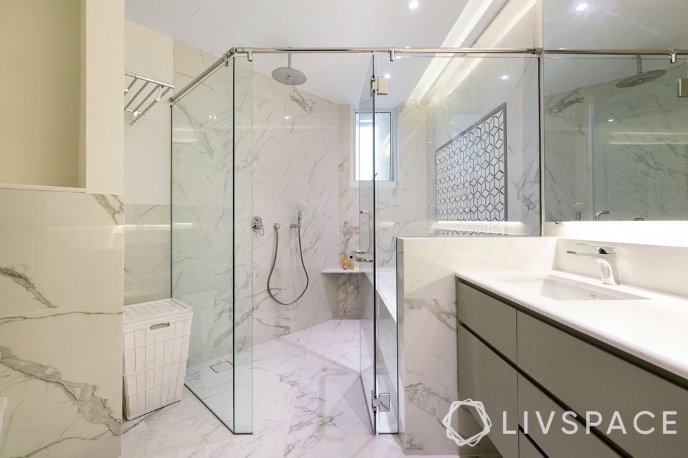 bathroom design-floor tiles-shower-wet zone