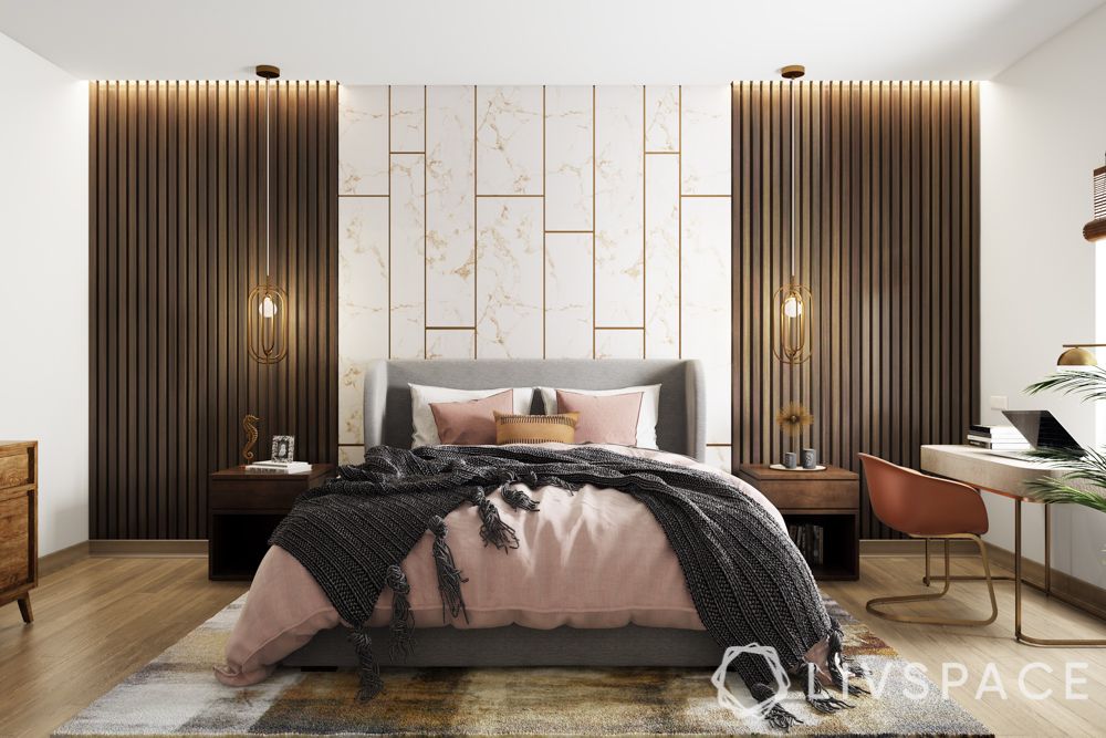 room decoration-Fabrics-pink bedding-lights-wall treatment-bed designs