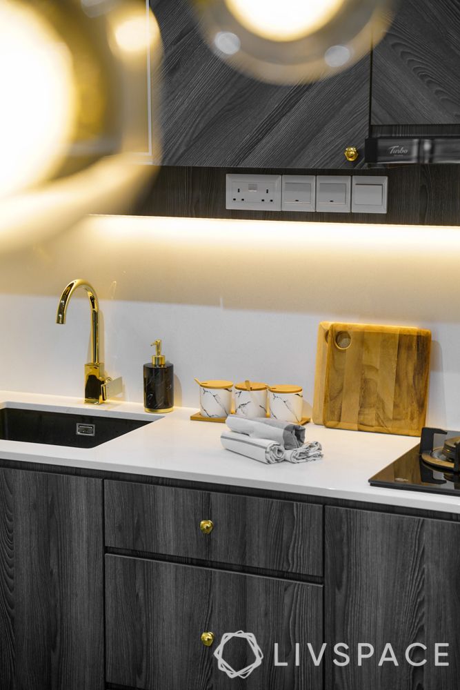 small HDB design-gold handles-gold faucet
