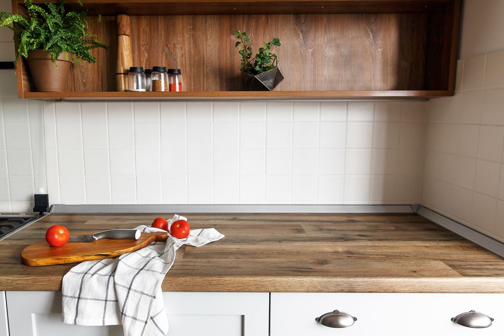 Countertops-wood designs-wooden open shelf