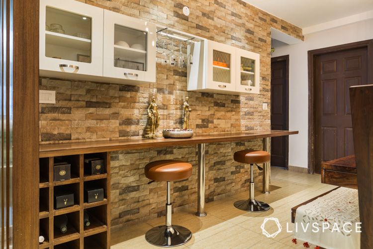 dining table-bar unit-stone cladding