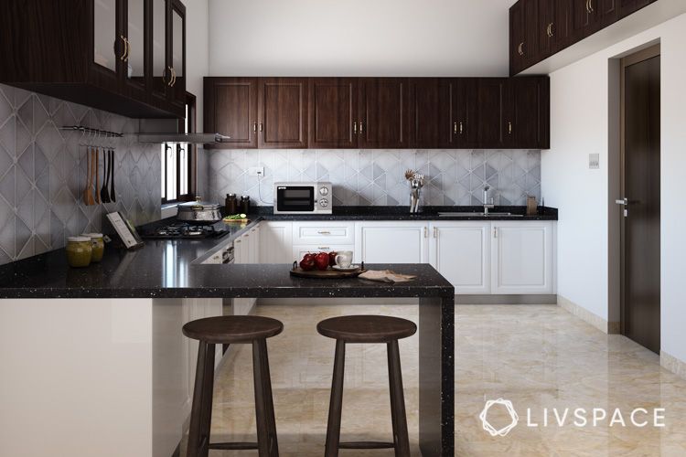 Counter table outlet in kitchen