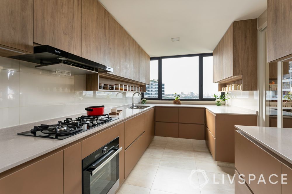 renovation-wooden finish kitchen-open spice storage