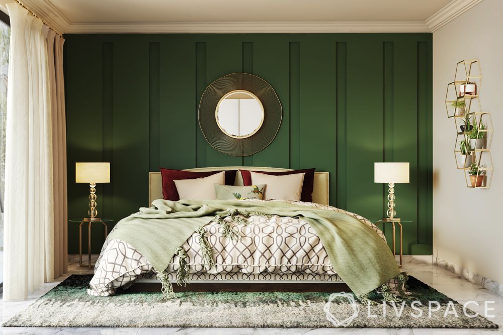 bold-dark-green-centre-wall-bedroom-trims