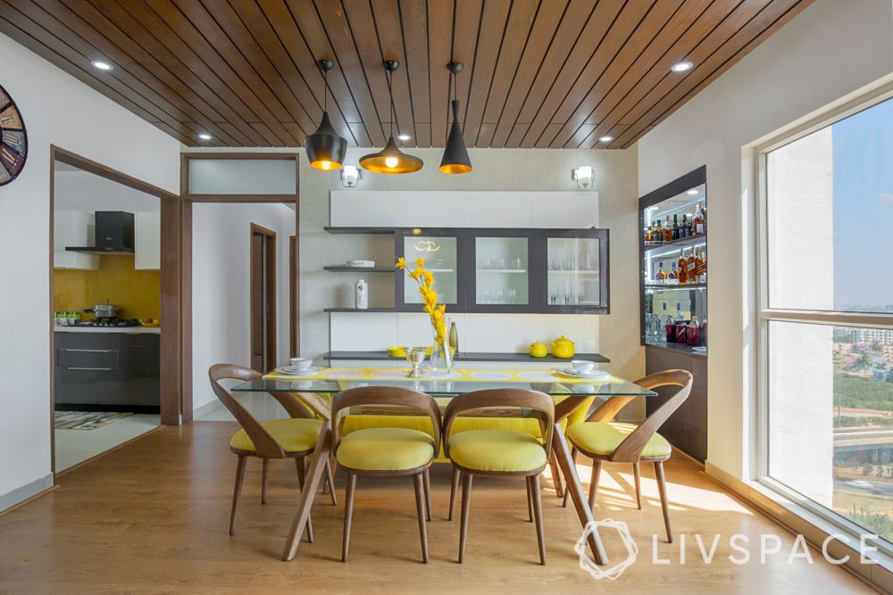 modern-interior-design-with-wooden ceiling-yellow chairs