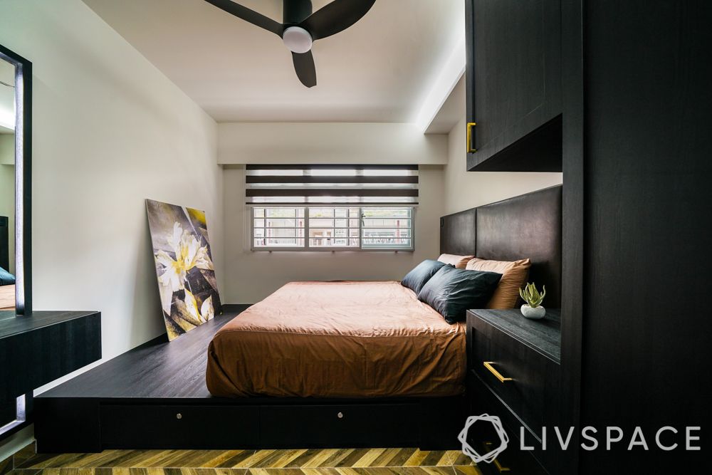 hdb renovation ideas-platform bed-laminate flooring
