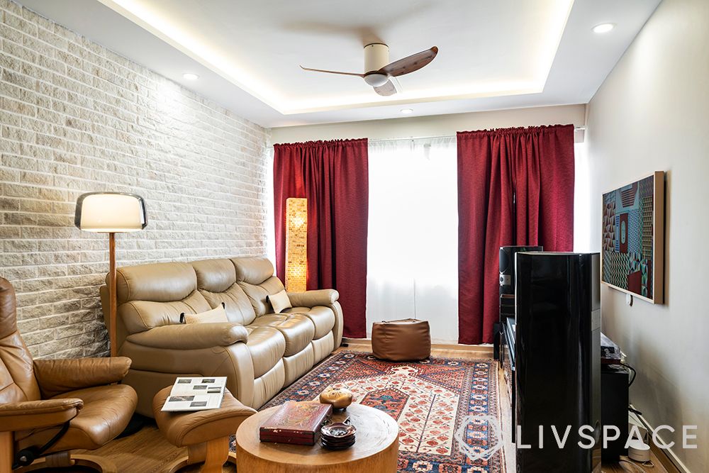 wall treatment ideas-exposed brick-living room