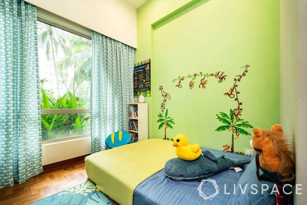 3-room-condo-boys-bedroom-green-wall-mural