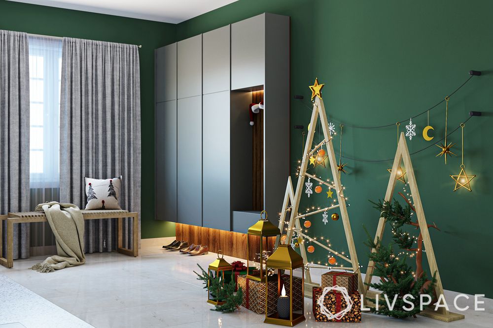 christmas-decor-foyer-diy-tree-green-wall-paint