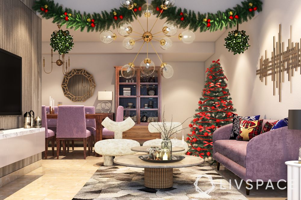 christmas-decor-living-room-garland-mistletoes-tree